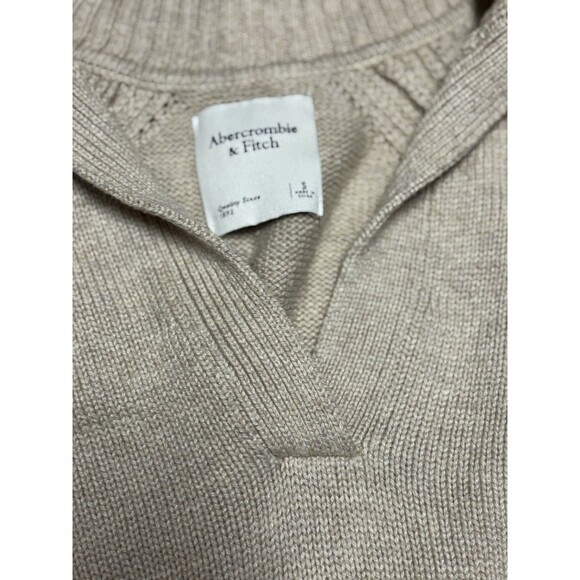 Abercrombie & Fitch Notch Neck Sweater Knit Women's Small Pullover, Beige - Picture 9 of 9